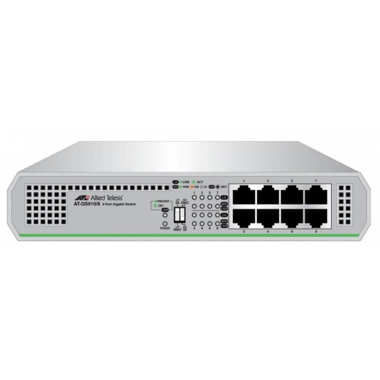 Коммутатор Allied Telesis 8 port 10/100/1000TX with internal power supply EU Power Adapter AT-GS910/8-50 AT-GS910/8-50