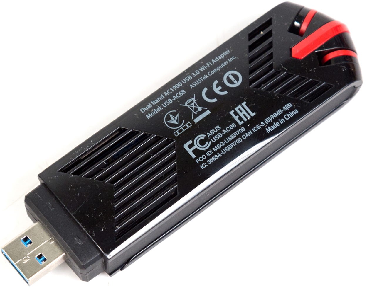 Адаптер Asus USB-AC68 // WI-FI 802.11ac, 600 + 1300 Mbps USB 3.0 Adapter + внешняя антенна ; 90IG0230-BM0N00 USB-AC68 USB-AC68