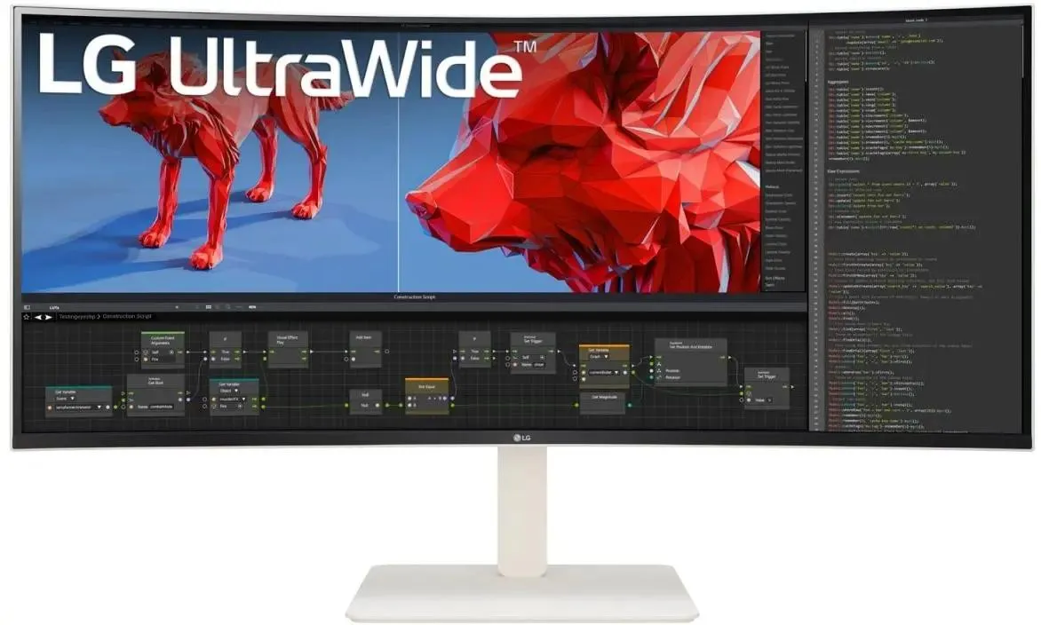 Монитор LG UltraWide 38WR85QC-W 38" белый IPS LED 21:9 HDMI матовая 1000:1 400cd 178гр/178гр 3840x1600 DP USB 8.32кг 38WR85QC-W.ARUZ 38WR85QC-W.ARUZ