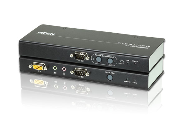Удлинитель ATEN KVM USB+AUDIO+RS232, 150 м., 1xUTP Cat5e, c KVM-шнуром USB 1.8м, Б.П.220> 5.3V CE750-AT-G CE750-AT-G