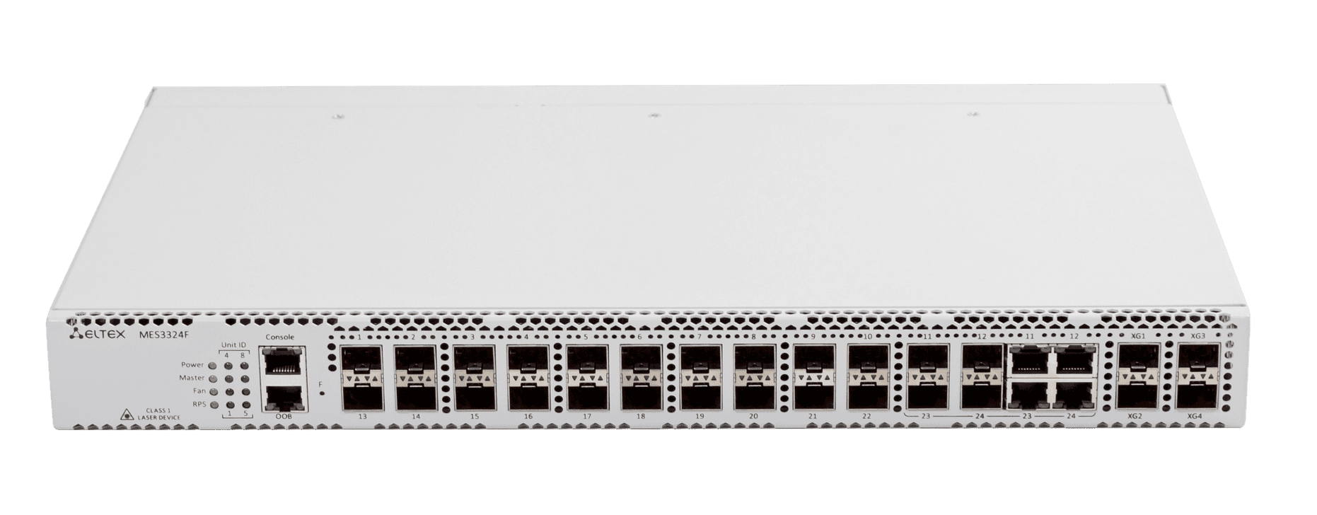 Коммутатор Eltex  Ethernet-коммутатор , 20 портов 1000Base-X(SFP), 4 комбинированных порта 10/100/1000Base-T/1000Base-X(SFP), 4 порта 10GBase-R (SFP+), L3, 2 слота для модулей питания MES3324F MES3324F