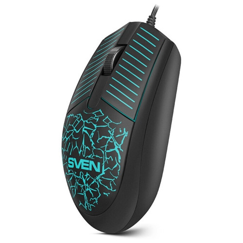 Мышь Sven RX-70 чёрная (2+1кл. 1200DPI, подсветка,  каб. 1,5м, блист.) SV-017262 SV-017262