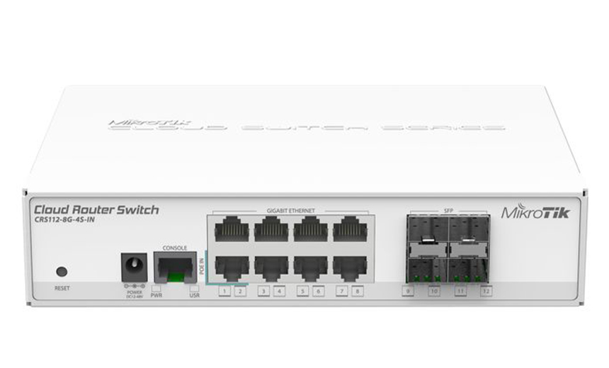 Коммутатор Mikrotik  8x Gbit LAN, 4xSFP Cages, RouterOS L5 CRS112-8G-4S-IN CRS112-8G-4S-IN