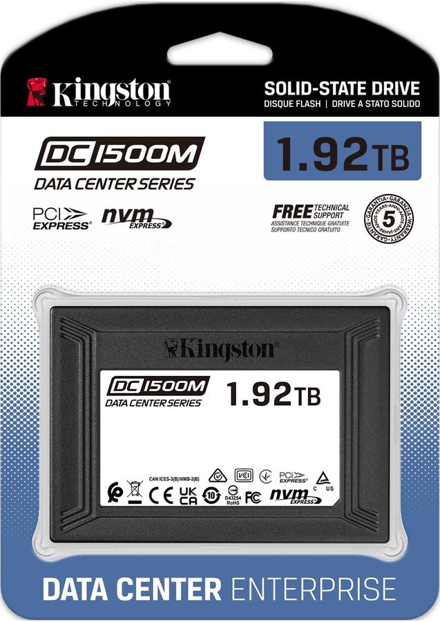 Твердотельный накопитель Kingston PCI-E 3.0 1.92Tb SEDC1500M/1920G DC1500M 2.5" 1.6 DWPD SEDC1500M/1920G SEDC1500M/1920G