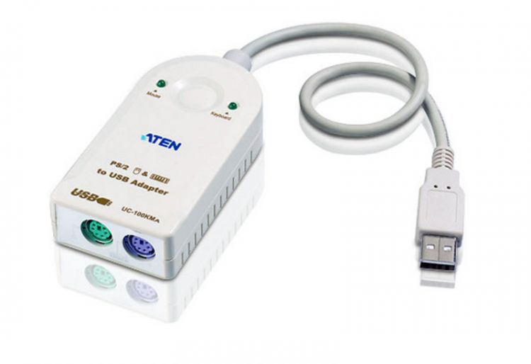 Переходник ATEN USB<=>2xPS2, A-тип>2xMINI-DIN6, Male>2xFemale, USB 1.0/1.1, на шнуре 30см UC100KMA-AT UC100KMA-AT