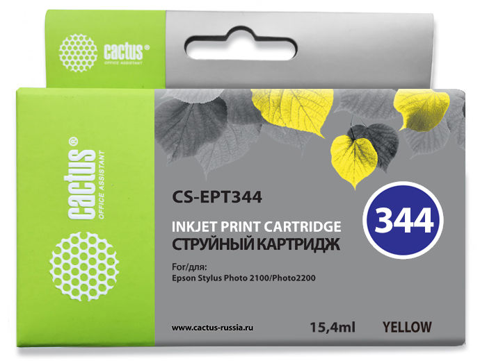 Картридж Cactus струйный CS-EPT344 желтый для Epson Stylus Photo 2100 (15.4мл) CS-EPT344 CS-EPT344