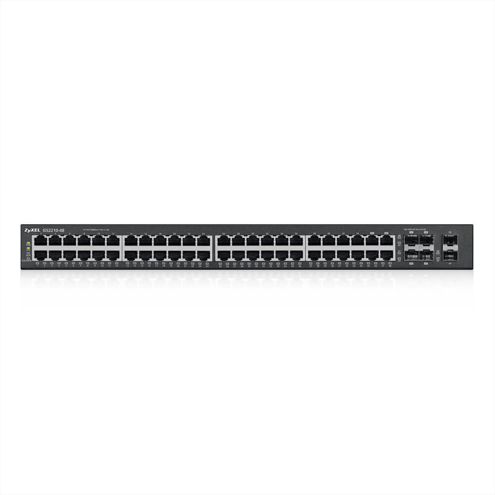 Коммутатор ZYXEL управляемый 48 Gigabit Ethernet, 4 совмещены с SFP-слотами и 2 дополнительных SFP-слота GS2210-48-EU0101F GS2210-48-EU0101F