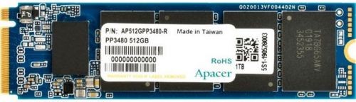 Твердотельный накопитель Apacer M.2 2280 512GB Professional NAS Client SSD PCIe Gen3x4, 2500/2100, IOPS 210/380K, MTBF 2M, 3D TLC, 1 AP512GPP3480-R AP512GPP3480-R