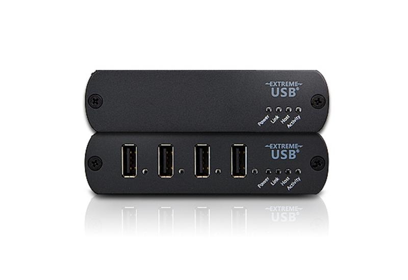 Удлинитель ATEN USB, 100 м., 1xUTP Cat5e, USB B-Тип+4xUSB A-тип, Female, с USB-шнуром 1.8м., Б.П.220> 5V UEH4002-AT-G UEH4002-AT-G