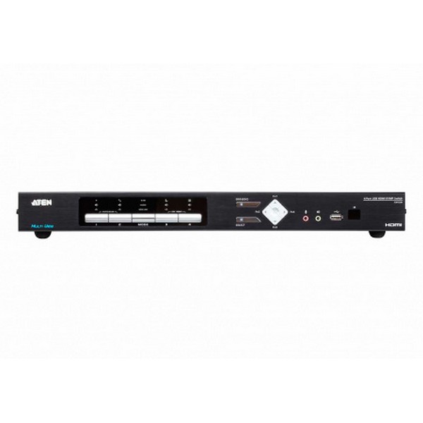 KVM-переключатель ATEN HDMI+KBD+MOUSE, 1> 4 HDMI блока/порта/port USB, c KVM-шнурами USB 4х1,8 м,, (4096x2160 30Hz 4:2:2;конс,упр, - USB;+ 2 порт, HUB USB 2,0;Multiscreen;5 лет гар+электростраховка;ЗАКАЗ!)[ATEN] CM1284-AT-G CM1284-AT-G