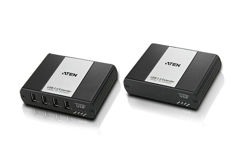 Удлинитель ATEN USB, 100 м., 1xUTP Cat5e, USB B-Тип+4xUSB A-тип, Female, с USB-шнуром 1.8м., Б.П.220> 5V UEH4002-AT-G UEH4002-AT-G