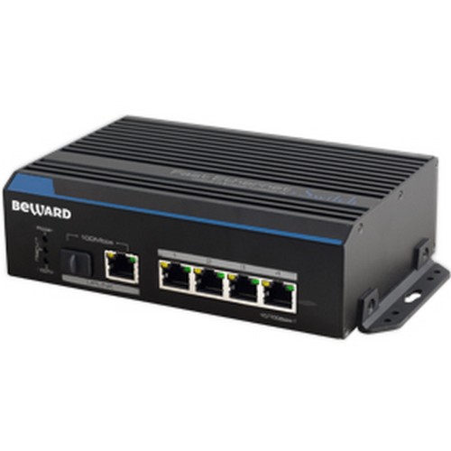 Коммутатор Beward Неуправляемый, 4 порта RJ-45 10/100 Мбит/c + 1 порт 10/100 Мбит/с + 1 порт 100 Мбит/с SFP, промышленное исполнение, CCTV режим до 250м STP-411 STP-411
