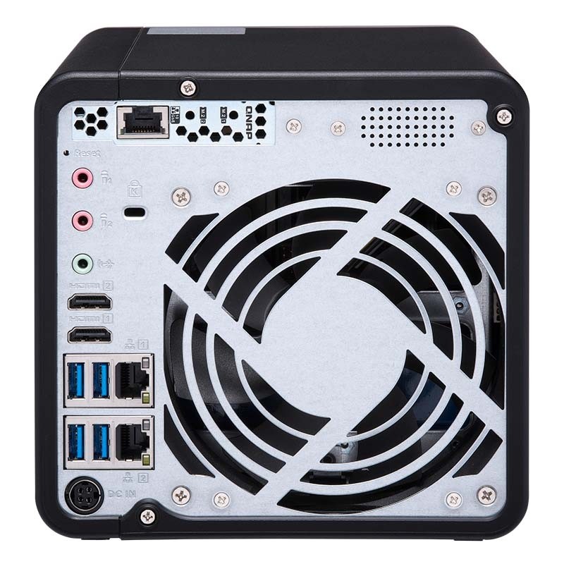 Сетевой RAID-накопитель QNAP 4 отсека для HDD, 2 HDMI-порта, 1x10 GbE BASE-T, 2xThunderbolt 3, Intel Celeron J3455 1,5 ГГц, 8 ГБ TS-453BT3-8G TS-453BT3-8G