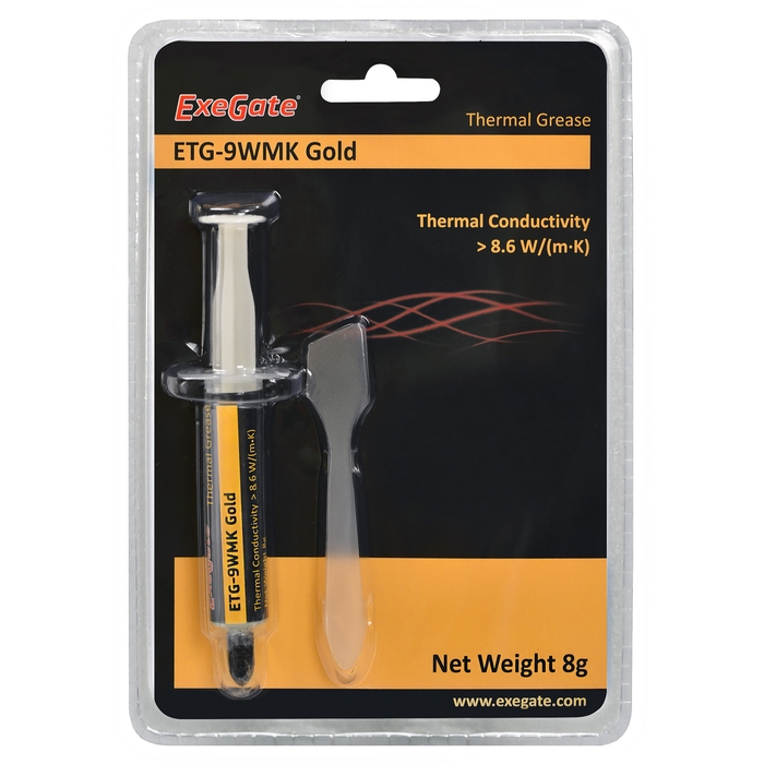 Термопаста Exegate ETG-9WMK Gold Gold (8,6 Вт/(м•К), 8г, шприц с лопаткой) EX282344RUS EX282344RUS