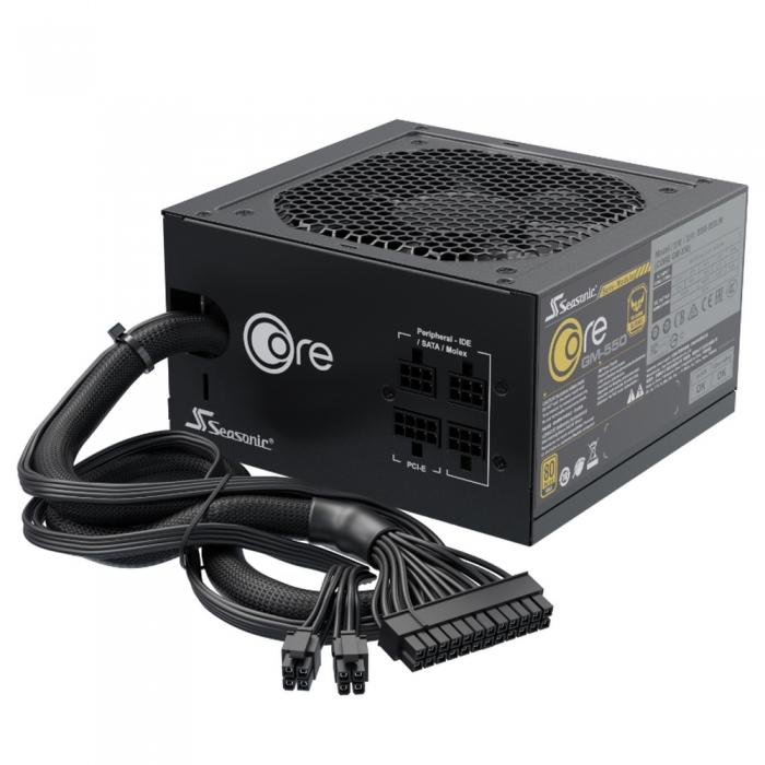 Блок питания Seasonic CORE GM-500 Gold APFC 0.99; частично-модульный МВ(20+4), 1xCPU(4+4),2xPCI-E(6+2),6xSATA,3xMolex;Fan 120мм, S2FC ;КПД>87%;100-240В,50-60Гц;Защиты OPP/OVP/UVP/ OCP/OTP/SCP;EnergyStar,RoHS; MTBF>100000ч, RTL SSR-500LM SSR-500LM