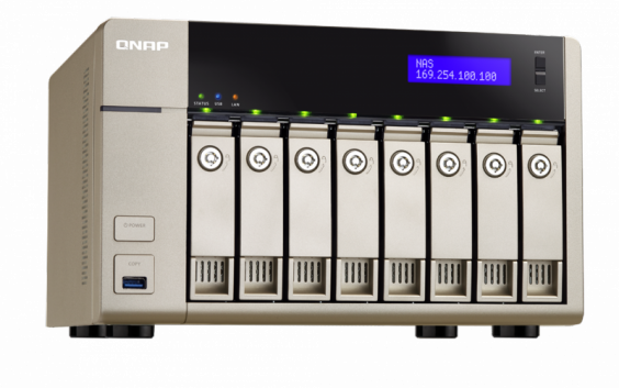 Сетевой RAID-накопитель QNAP 8 отсеков для HDD, HDMI-порт. Четырехъядерный AMD 2,4 ГГц, 8 ГБ. TVS-863-8G TVS-863-8G