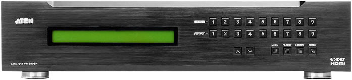 KVM переключатель ATEN HDMI HDBaseT-Lite, 9> 9 мониторов, без шнуров, (передача сигнала до 15 м.HDMI/до 60м VM3909H-AT-G VM3909H-AT-G