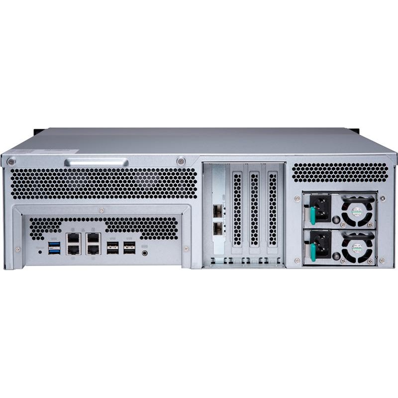 Сетевой RAID-накопитель QNAP 16xHDD, 2x10 GbE SFP+, 2xM.2 SSD, 19", 1 блок питания. AMD RX-421ND 2,1 ГГц (до 3,4 ГГц ), 64 ГБ TS-1673U-64G TS-1673U-64G