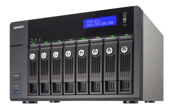 Сетевой RAID-накопитель QNAP 8 отсеков для HDD, HDMI-порт. Двухъядерный Intel G3250 3,2 ГГц, 4ГБ. TVS-871-PT-4G TVS-871-PT-4G