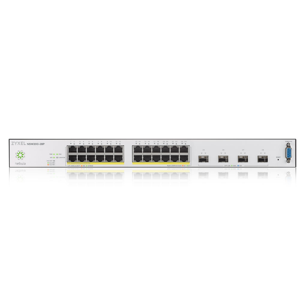 Коммутатор ZYXEL Nebula NSW200-28P с упралением в облаке, 24xGE PoE+, 4xSFP+, бюджет PoE 375Вт NSW200-28P-EU0101F NSW200-28P-EU0101F