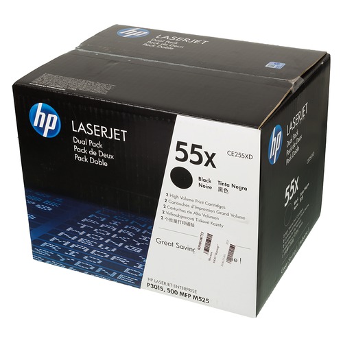 Тонер-картридж HP 55X черный x2уп. для HP LJ P3015d/P3015dn/P3015n/P3015x (25000стр.) CE255XD CE255XD