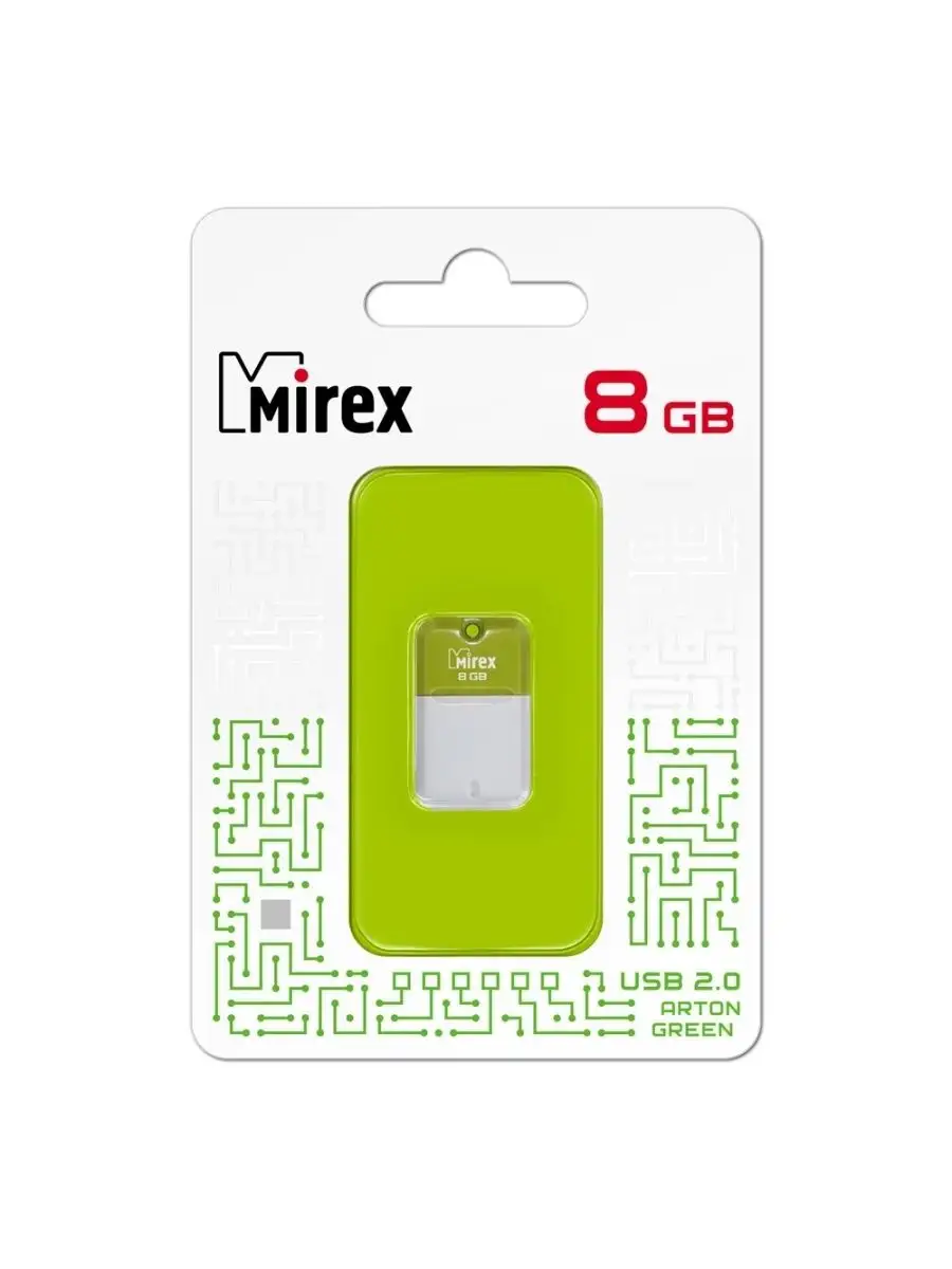 Флеш накопитель Mirex 13600-FMUAGR08 8GB,Arton,USB 2.0,зеленый 13600-FMUAGR08 13600-FMUAGR08