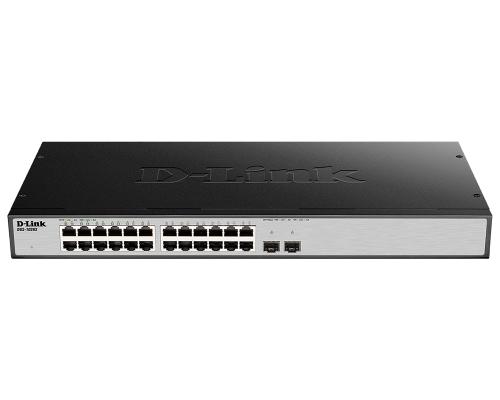 Коммутатор D-Link L2 Unmanaged Switch with 24 10/100/1000Base-T and 2 10GBase-X SFP+ ports DGS-1026X/A1A DGS-1026X/A1A