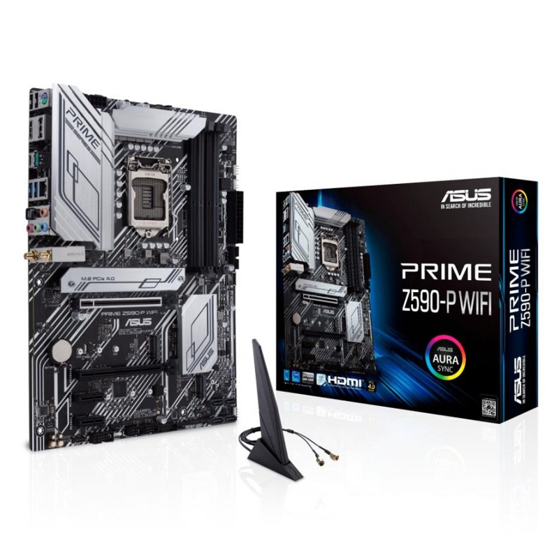 Материнская плата ASUS PRIME Z590-P WIFI, LGA1120, Z590, 4*DDR4, DP,HDMI, SATA3,RAID, Audio, Gb LAN, USB 3.2*9, USB 2.0*4, COM*1 , ATX PRIME Z590-P WIFI PRIME Z590-P WIFI