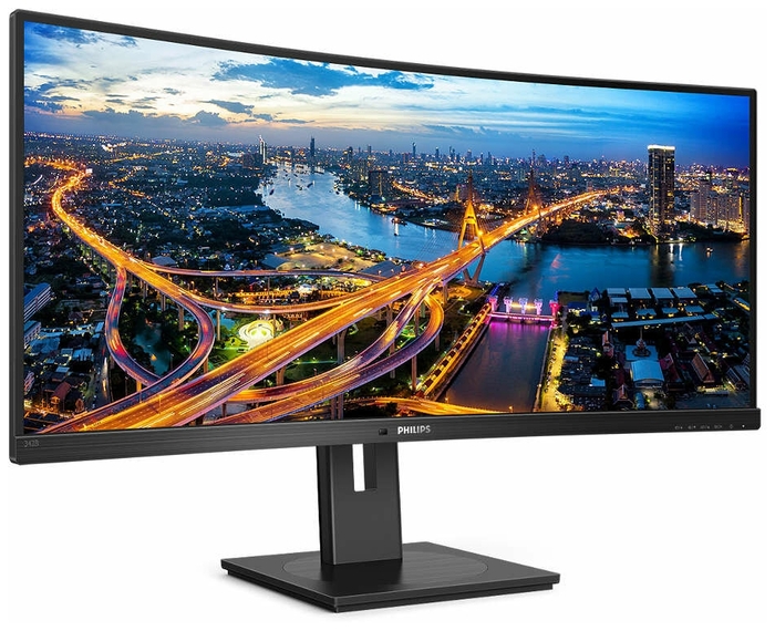 Монитор Philips 34" изогнутый*1500 3440x1440 100Гц VA W-LED 21:9 5ms(GtG) 2*HDMI DP USB-B 4*USB3.2 80M:1 3000:1 178/178 300cd Tilt HAS Swivel Speakers Black 345B1C/00 345B1C/00