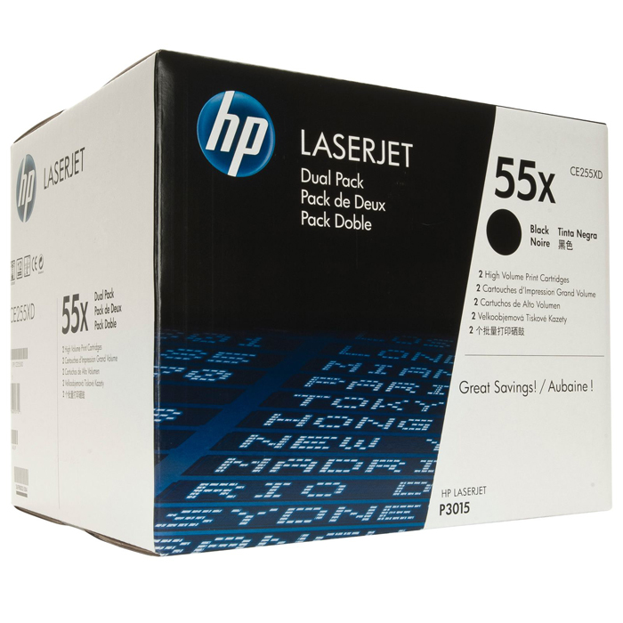 Тонер-картридж HP 55X черный x2уп. для HP LJ P3015d/P3015dn/P3015n/P3015x (25000стр.) CE255XD CE255XD