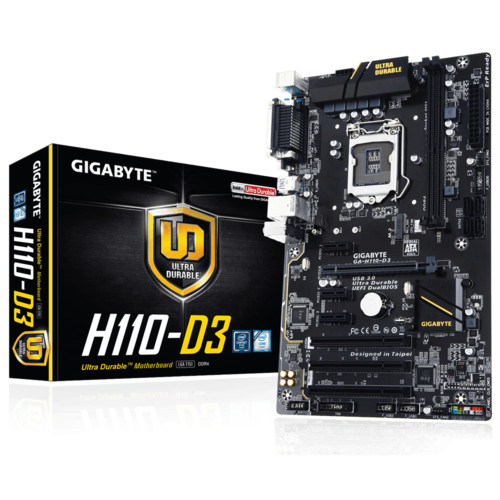 Материнская плата Gigabyte GA-H110-D3 RTL S1151, H110, DDR4, SATA III, PCI-E, D-Sub, SB, GBL, USB, D-SUB, ATX (GA-H110-D3) GA-H110-D3