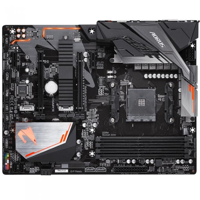 Материнская плата Gigabyte B450 AORUS ELITE, Socket AM4, AMD B450, 4xDDR4-2933, DVI-D+HDMI, 2xPCI-Ex16, 2xPCI-Ex1, 6xSATA3(RAID 0/1/10), 2xM.2, 8 Ch Audio, GLan, (4+4)xUSB2.0, (4+1)xUSB3.1, 1xPS/2, ATX, OEM B450 AORUS ELITE OEM B450 AORUS ELITE OEM