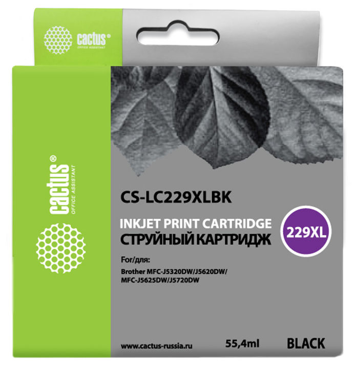 Картридж Cactus струйный CS-LC229XLBK черный для Brother MFC-J5320DW/MFC-J5620DW/MFC-J5625DW (2400ст CS-LC229XLBK CS-LC229XLBK