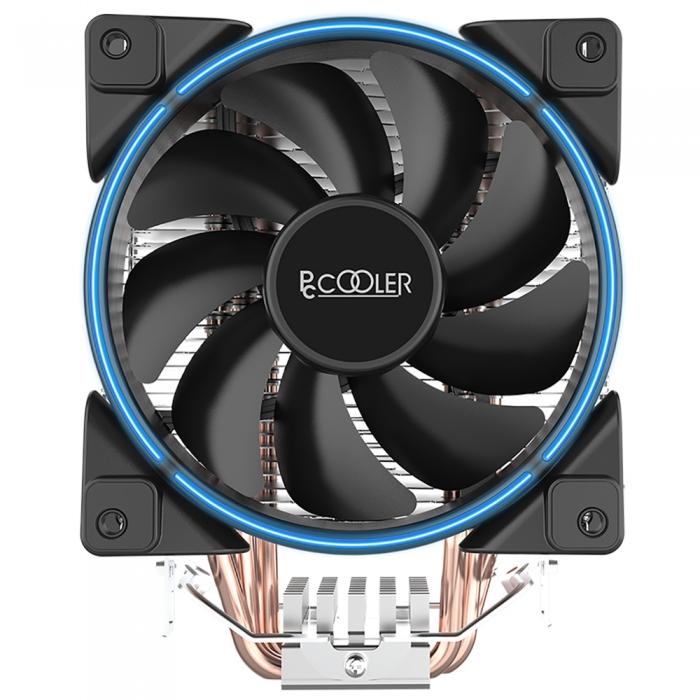 Вентилятор PCCooler S775/115X/AM2/AM3/AM4 (TDP 125W, вент-р 120мм с PWM, 3 тепловые трубки 6мм, синяя LED подсветка, 1000-1800RPM, 26.5dBa) GI-X3B GI-X3B