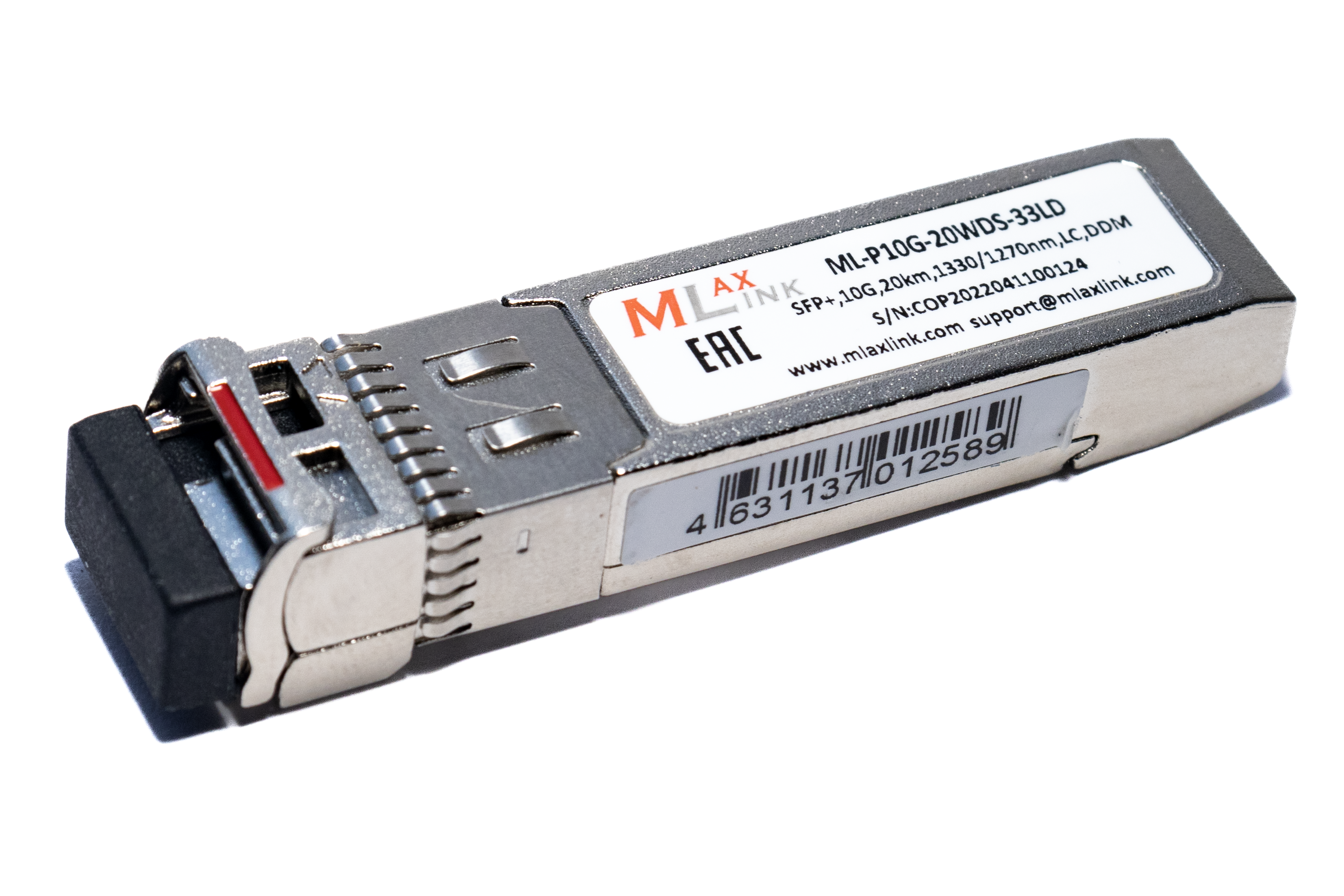 Модуль MlaxLink оптический одноволоконный SFP+ WDM, 10Гбит/с, 20км, 1330/1270нм, LC, DDM ML-P10G-20WDS-33LD ML-P10G-20WDS-33LD