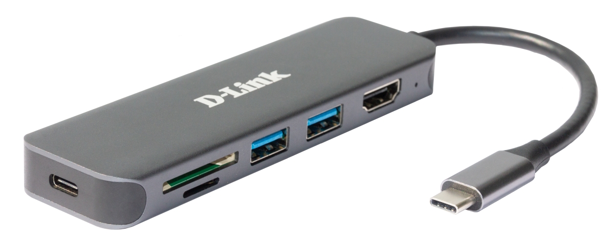 Концентратор USB D-Link USB-C Docking Station, 2xUSB3.0 + USB-C/PD3.0 + HDMI, SD/microSD Card Reader DUB-2327/A1A DUB-2327/A1A