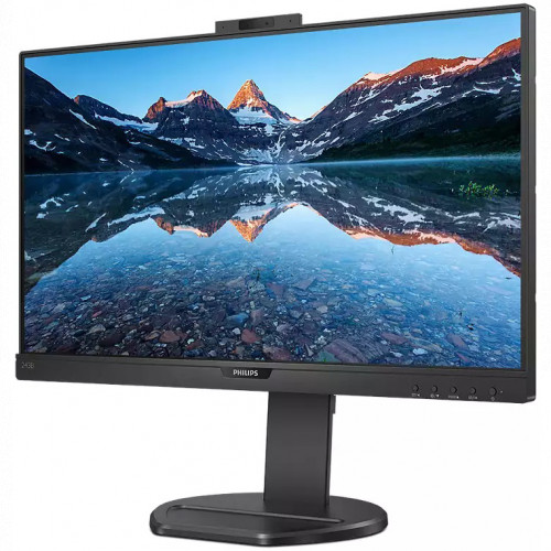 Монитор Philips 23.8'' 16:9 1920х1080(FHD) IPS, nonGLARE, 250cd/m2, H178°/V178°, 1000:1, 50M:1, 16,7 миллионов цветов, 4ms, VGA, HDMI, DP, USB-Hub, Height adj, Tilt, Swivel, Speakers, 3Y, веб-камера, Black 243B9H (00/01) 243B9H (00/01)