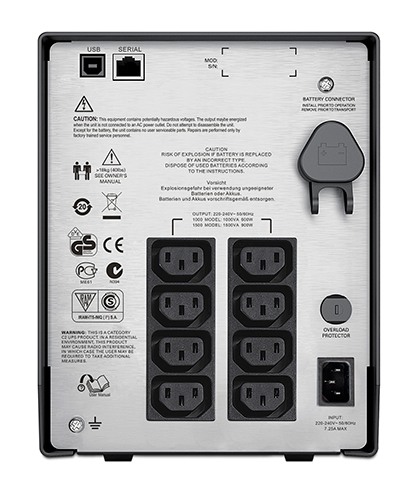 Источник бесперебойного питания APC Smart-UPS C Tower, 1500VA, 900W, 230V. USB, черный SMC1500I SMC1500I