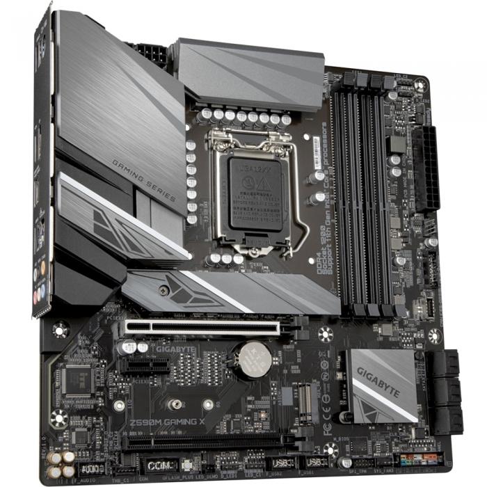 Материнская плата Gigabyte  Soc-1200 Intel Z590 4xDDR4 mATX AC`97 8ch(7.1) 2.5Gg RAID+HDMI+DP Z590M GAMING X Z590M GAMING X