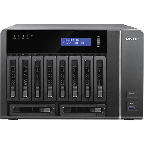 Сетевой RAID-накопитель QNAP 10 отсеков для HDD, 2*10 GbE, 256 ГБ кеш mSATA. 4-хъядерн. Intel Xeon E3-1245 v3 3,4 ГГц, 32ГБ. TVS-EC1080+-E3-32G TVS-EC1080+-E3-32G