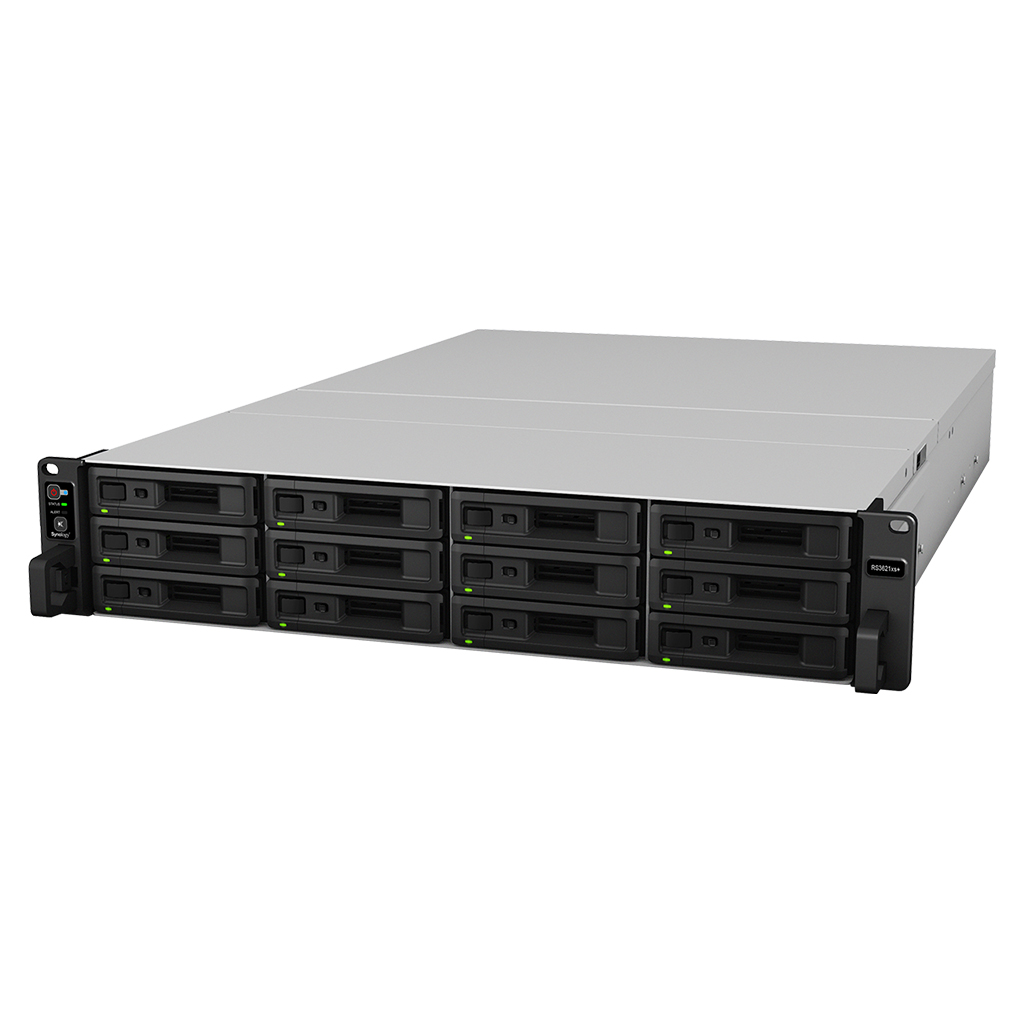 СХД Synology RS3621xs+ Rack2U 8C2,1Ghz/8Gb (64)/RAID0,1,10,5,6/upto12HP HDDs SATA(3,5'or2,5')upto 36 with 2xRX1217RP/2xUSB/4GE+2x10GE/2xPCIe/iSCSI/2xIPcam(upto90)/2xRPS/no rail/5YW RS3621xs+ RS3621xs+