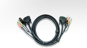 Кабель ATEN KVM USB+аудио, DVI-D +USB A-Тип+2xRCA=>DVI-D Dual Link+USB B-Тип+2xRCA, Male-Male, 1.8 м., черный 2L-7D02UD 2L-7D02UD