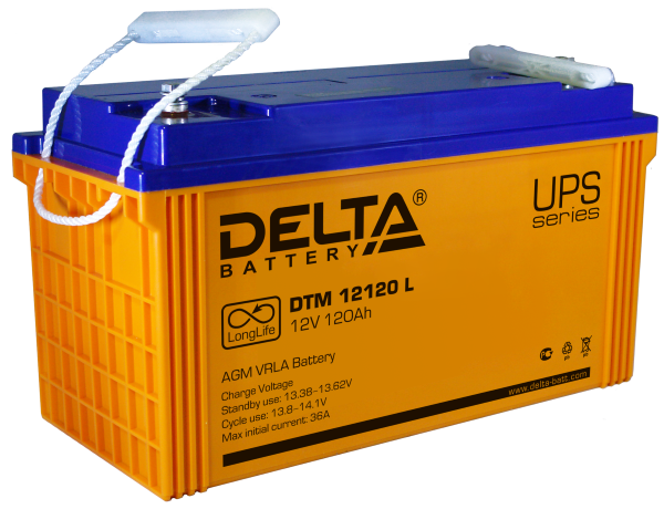 Батарея Delta DTM, UPS-серия 12В, 120 А/ч, 410/176/224 мм DTM 12120 L DTM 12120 L