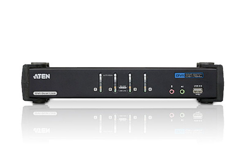 KVM переключатель ATEN 4-port, USB DVI DUAL Link,кабели в комплекте CS-1784A CS-1784A