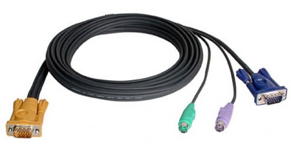 Кабель ATEN монитор+клав.+мышь PS/2, SPHD15=>HD DB15+2x6MINI-DIN, Male-Male, опрессованный,  1.2 м. 2L-5201P 2L-5201P