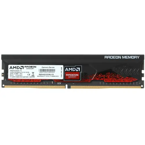 Модуль памяти AMD Radeon R9 Gamer Series 4GB DDR4 DIMM 3200MHz PC25600 Non-ECC, 16-18-18-38 CL16, 1.35V, Heat Shield, RTL R9S44G3206U1S R9S44G3206U1S