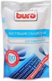 Салфетки чистящие влажные BURO для поверхностей,  в мягкой упаковке, 100шт(BU-ZSURFACE) BU-ZSURFACE