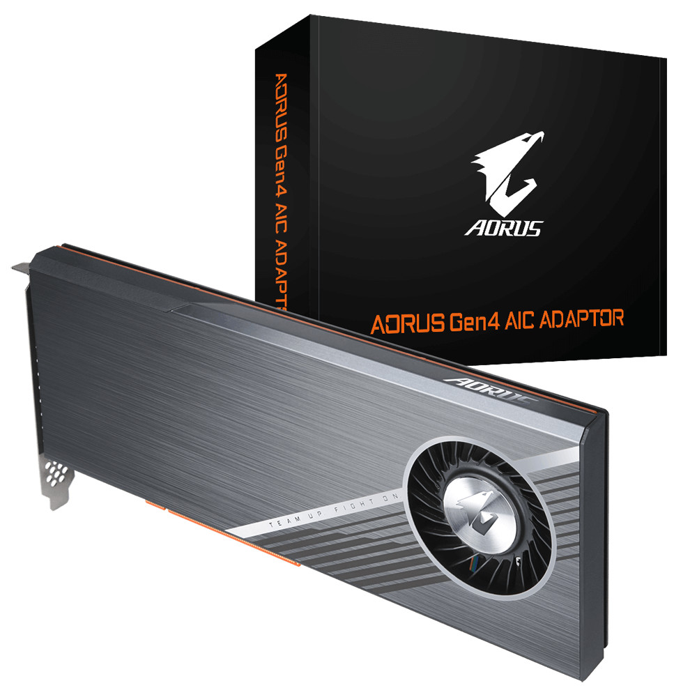 Адаптер Gigabyte AIC AORUS Adaptor PCIe 16x, Easy One Click RAID by AORUS Storage Manager, Full PCIe 4.0, Advanced Thermal Solution for PCIe 4.0 SSD, 4xM.2 connectors (Socket 3, M key, type 2242/2260/2280/22110 PCIe x4 SSD support), RTL {40} GC-4XM2G GC-4XM2G4