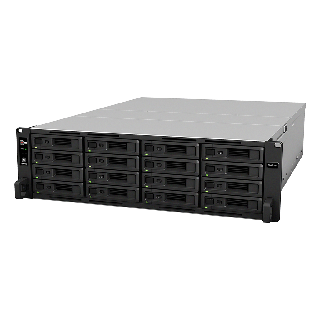 СХД Synology RS4021xs+ Rack3U 8C2,1Ghz/16Gb (64)/RAID0,1,10,5,6/upto16HP HDDs SATA(3,5'or2,5')upto 40 with 2xRX1217(RP)/2xUSB/4xGE+2x10GE/2xPCIe/iSCSI/2xIPcam(upto90)/2xRPS/no rail/5YW RS4021xs+ RS4021xs+