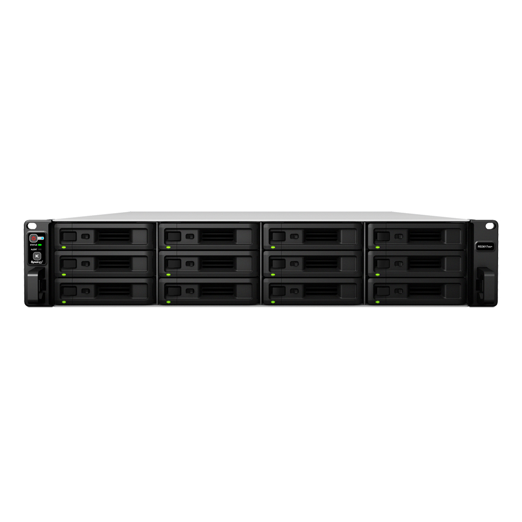 Сетевой RAID-накопитель Synology (Rack2U)/RAID0,1,10,5,6/upto12HotPlug SATA/2xInfB/4GigEth+2x10GE (+2xExpSlot)/iSCSI/2xIPcam(upto90) RS3617XS+ RS3617XS+